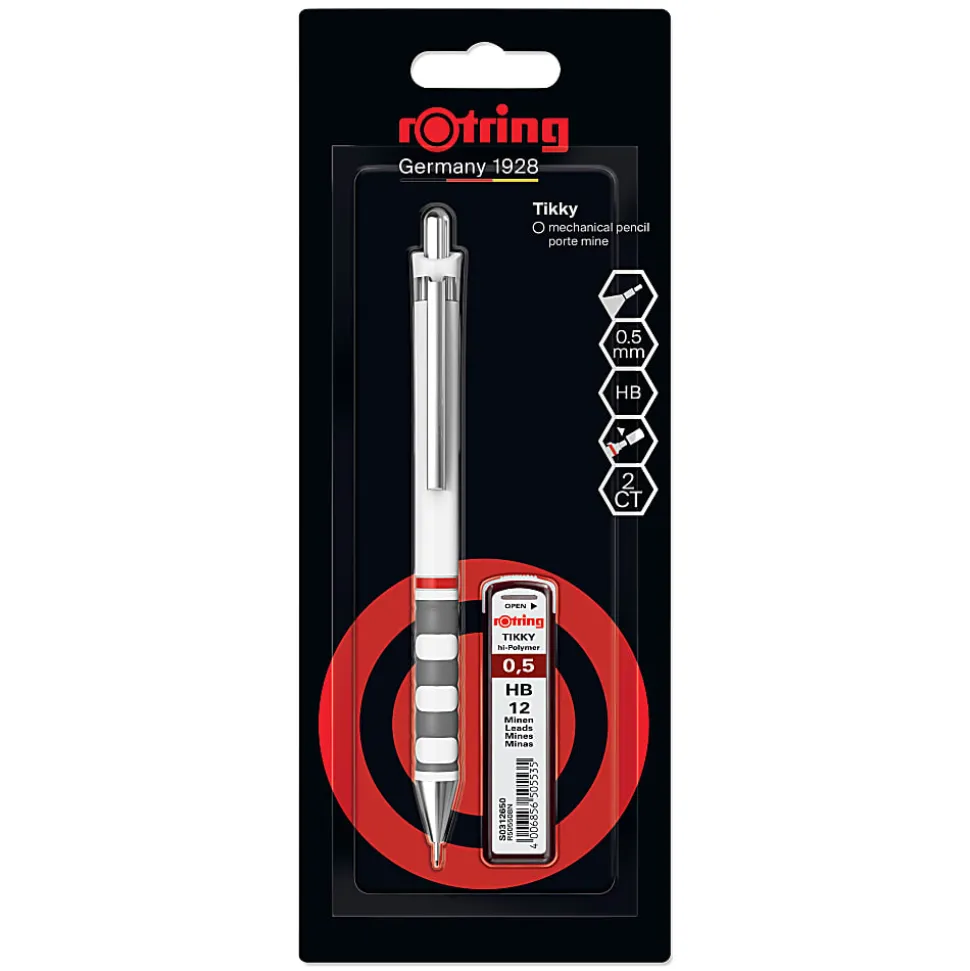 rOtring Tikky Mechanical Pencil 0.5mm White Barrel with Leads
