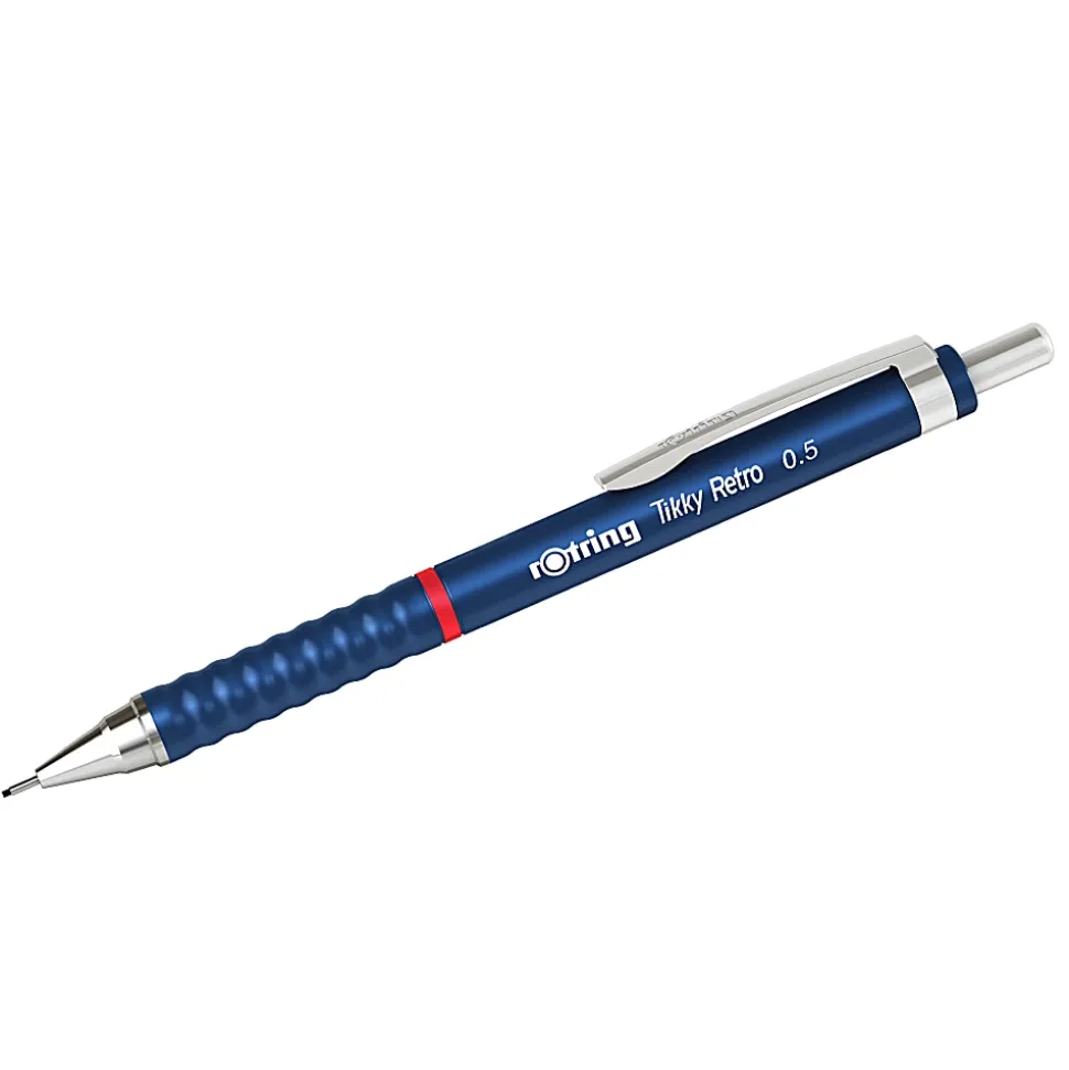 rOtring Tikky Retro 0.5mm Mechanical Pencil, Blue Barrel, with Leads