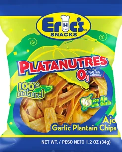 Rovira Foods Eric’s Plantain Chips, Garlic, 1.2 Oz