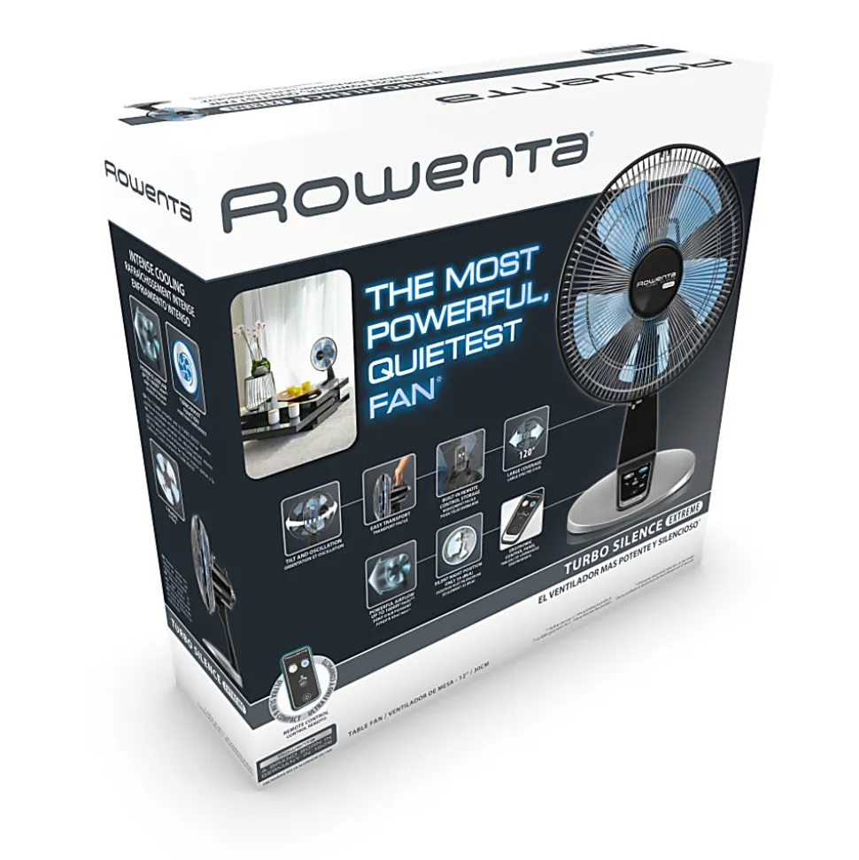 Rowenta Turbo Silence Table Fan, 21-5/16" x 13-13/16", Black