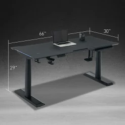 RS Gaming™ Chronos 66”W Height-Adjustable Gaming Desk with Integrated Power and Charging, Black, BIFMA Compliant