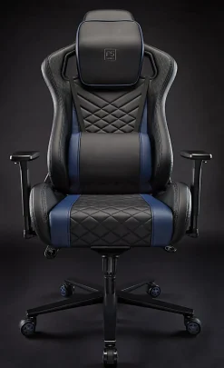 RS Gaming™ Davanti Vegan Leather High-Back Gaming Office Chair, Black/Blue, BIFMA Compliant