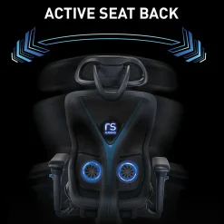 RS Gaming™ Eonix Ergonomic Mesh/Vegan Leather High-Back Active Chair & Footstool, Black/Blue, BIFMA Compliant