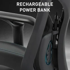 RS Gaming™ Eonix Ergonomic Mesh/Vegan Leather High-Back Active Chair & Footstool, Black/Blue, BIFMA Compliant