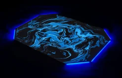 RS Gaming LED Gaming Chair Mat, 36" x 48", Black/Blue Swirl