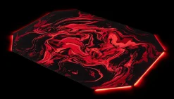 RS Gaming LED Gaming Chair Mat, 36" x 48", Black/Red Swirl
