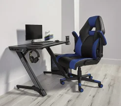 RS Gaming™ RGX Faux Leather High-Back Gaming Office Chair, Black/Blue, BIFMA Compliant
