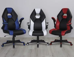 RS Gaming™ RGX Faux Leather High-Back Gaming Office Chair, Black/Red, BIFMA Compliant