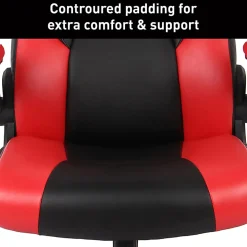 RS Gaming™ RGX Faux Leather High-Back Gaming Office Chair, Black/Red, BIFMA Compliant