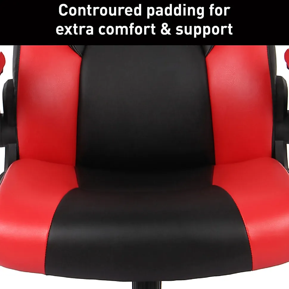 RS Gaming™ RGX Faux Leather High-Back Gaming Office Chair, Black/Red, BIFMA Compliant