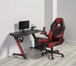 RS Gaming™ RGX Faux Leather High-Back Gaming Office Chair, Black/Red, BIFMA Compliant