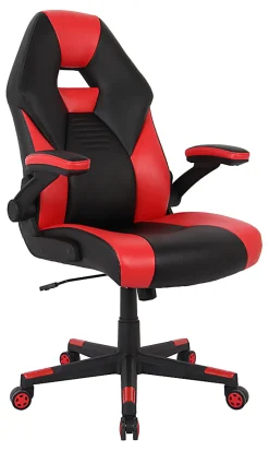 RS Gaming™ RGX Faux Leather High-Back Gaming Office Chair, Black/Red, BIFMA Compliant