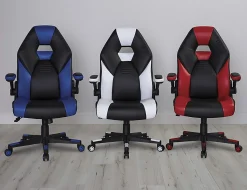 RS Gaming™ RGX Faux Leather High-Back Gaming Office Chair, Black/White, BIFMA Compliant