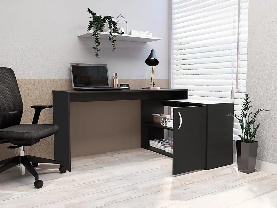 RTA AXIS 60"W L-Shaped Computer Desk, Wengue