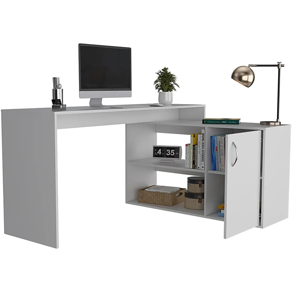 RTA AXIS 60"W L-Shaped Computer Desk, White