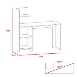 RTA Vilna 48"W Computer Desk With 4-Shelves, Medium Natural Wood Finish/White
