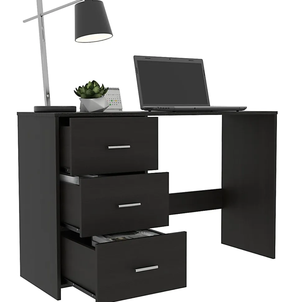 RTA 48"W 3-Drawer Computer Desk, Black