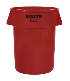 Rubbermaid® Brute Round Plastic Trash Can, 31 1/2" x 24", 44 Gallons, Red