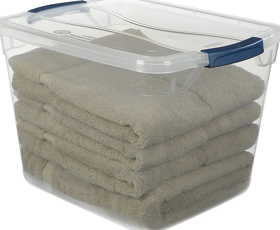 Rubbermaid® Cleverstore Storage Tote With Latching Lid, 30 Qt, 18-3/4" x 13-3/8" x 10-1/2", Clear