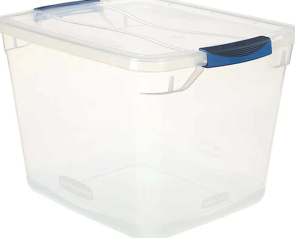 Rubbermaid® Cleverstore Storage Tote With Latching Lid, 30 Qt, 18-3/4" x 13-3/8" x 10-1/2", Clear