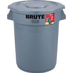 Rubbermaid® Commercial Brute Container with Lid, 32 gal, Plastic, Gray