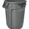 Rubbermaid Commercial Brute 32-Gallon Vented Containers, 32 gal Capacity, Round, , 27.3"H x 21.9" Diameter, Plastic, Gray, 6 / Carton