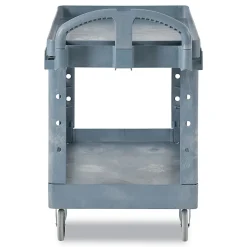 Rubbermaid® Commercial BRUTE Heavy-Duty Ergo Handle Utility Cart, Plastic, 2 Shelves, 750 lb Capacity, 26