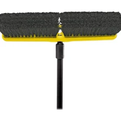Rubbermaid Commercial Medium Sweep Plastic Foam Block - 3" Tampico Bristle - 18" Brush Face - 1 Each - Black