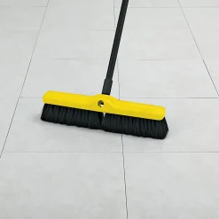 Rubbermaid Commercial Medium Sweep Plastic Foam Block - 3" Tampico Bristle - 18" Brush Face - 1 Each - Black