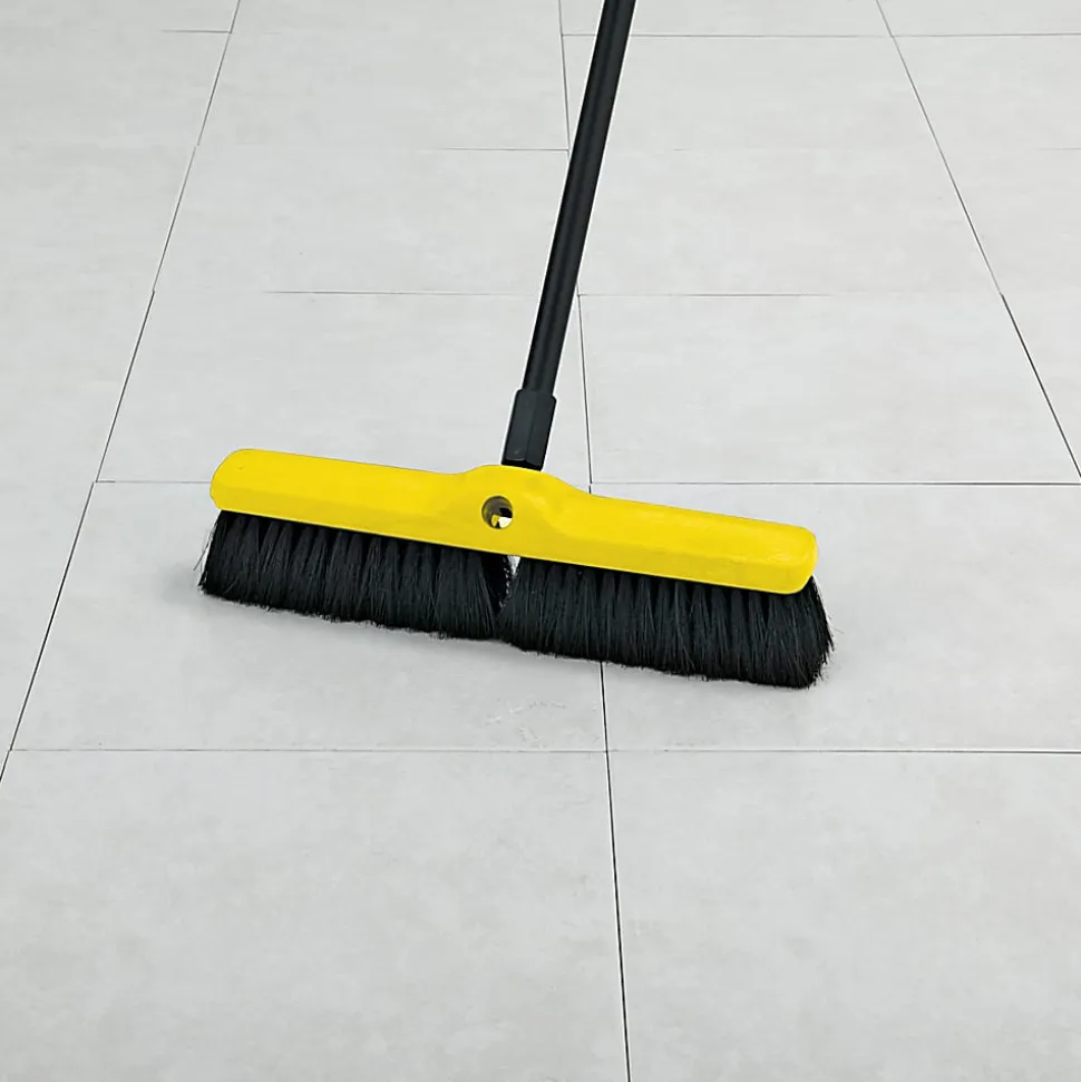 Rubbermaid Commercial Medium Sweep Plastic Foam Block - 3" Tampico Bristle - 18" Brush Face - 1 Each - Black
