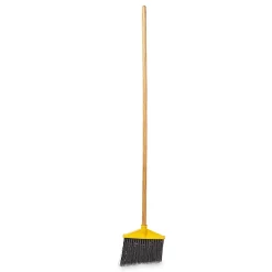 Rubbermaid Commercial Products 10.5" Angle Broom, Vinyl-Coated Metal Handle, Flagged Polypropylene Fill, Yellow