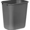 Rubbermaid Commercial 28 QT Medium Deskside Wastebaskets, 7 Gal Capacity, Rectangular, Gray
