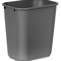 Rubbermaid Commercial 28 QT Medium Deskside Wastebaskets, 7 Gal Capacity, Rectangular, Gray