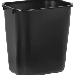 Rubbermaid Commercial 28 QT Medium Deskside Wastebaskets, 7 Gal Capacity, Rectangular, Black