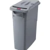 Rubbermaid Commercial Slim Jim Confidential Document Container w/Lid - External Dimensions: 11"x 22" Depth x 25" - 16 gal - Lid Lock Closure - Gray -