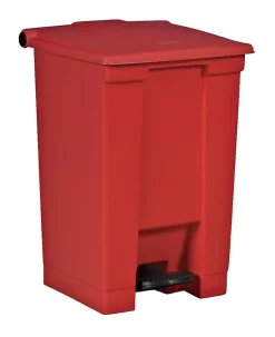 Rubbermaid Commercial Step On Container - Step-on Opening - Overlapping Lid - 12 gal Capacity - Touchless/Manual - Bacteria Resistant, Puncture Resistant, Heavy Duty, Pedal Control - 21.1" Height x 15.7" Width x 16.3" Depth - Plastic - Red - 1 Each