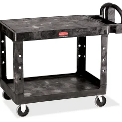 Rubbermaid 4525 HD 2-Shelf Utility Cart Flat Shelf (Med) - 2 Shelf - Push Handle Handle - 500 lb Capacity - FG452500BLA