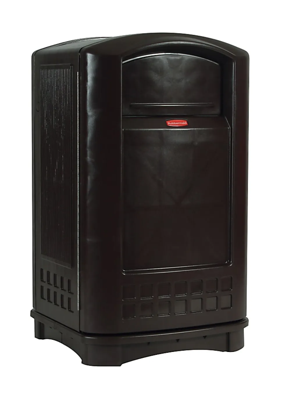 Rubbermaid Plaza Indoor/Outdoor Waste Container, Rectangular, 50 Gal, Black