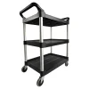 Rubbermaid® 3-Shelf Utility Cart, 37 3/4"H x 33 5/8"W x 18 5/8"D, Black