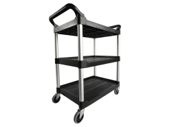 Rubbermaid® 3-Shelf Utility Cart, 37 3/4"H x 33 5/8"W x 18 5/8"D, Black