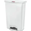 Rubbermaid® Slim Jim Rectangular Plastic Wastebasket, Step-On, 24 Gallons, White