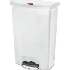 Rubbermaid® Slim Jim Rectangular Plastic Wastebasket, Step-On, 24 Gallons, White