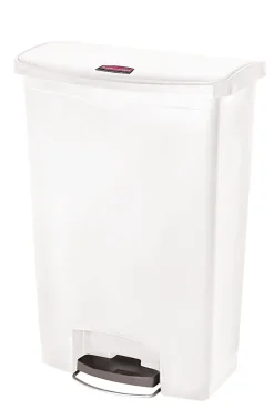 Rubbermaid® Slim Jim Rectangular Plastic Wastebasket, Step-On, 24 Gallons, White