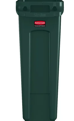 Rubbermaid® Slim Jim Rectangular Polyethylene Vented Waste Receptacle, 23 Gallons, Green