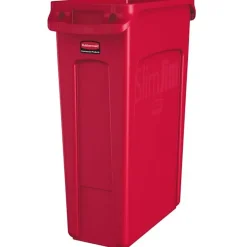 Rubbermaid® Slim Jim Rectangular Polyethylene Vented Waste Receptacle, 23 Gallons, Red