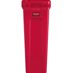 Rubbermaid® Slim Jim Rectangular Polyethylene Vented Waste Receptacle, 23 Gallons, Red