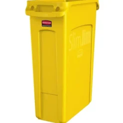 Rubbermaid® Slim Jim Rectangular Polyethylene Vented Waste Receptacle, 23 Gallons, Yellow