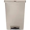 Rubbermaid® Slim Jim Step-On Resin Front Step Wastebasket, 24 Gallons, Beige