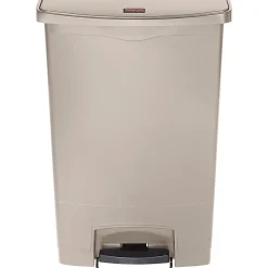 Rubbermaid® Slim Jim Step-On Resin Front Step Wastebasket, 24 Gallons, Beige