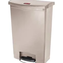 Rubbermaid® Slim Jim Step-On Resin Front Step Wastebasket, 24 Gallons, Beige